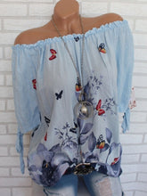 Load image into Gallery viewer, Women's Butterfly Print Half Sleeve Shirt
