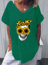 Load image into Gallery viewer, Casual short sleeve daisy print cotton and linen shirt
