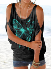Load image into Gallery viewer, Beach Vacation Print Off Shoulder T-shirt
