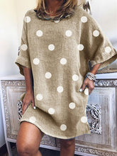 Load image into Gallery viewer, Vestido feminino largo de algodão e linho com bolinhas
