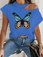 Load image into Gallery viewer, Women's Butterfly Print Short Sleeve T-Shirt

