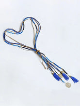 Load image into Gallery viewer, Metal Rice Pearl Necklace Sweater Chain Necklace with Tassels
