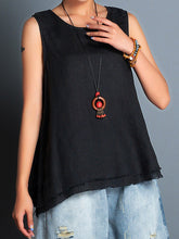 Load image into Gallery viewer, Camisas sem mangas com decote redondo e bainha assimétrica
