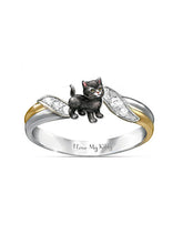 Load image into Gallery viewer, Gato desenho animado Eu amo meu anel de diamante eletrolítico
