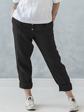 Load image into Gallery viewer, Calças femininas de linho com bolso plus size

