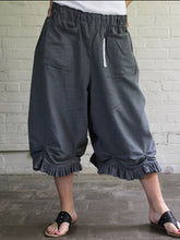 Load image into Gallery viewer, Calça feminina de algodão com atadura elástica de cintura alta
