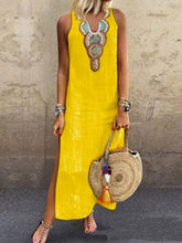 Load image into Gallery viewer, Vestido feminino boêmio com fenda lateral
