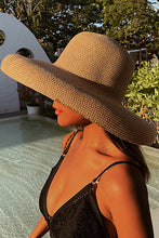 Load image into Gallery viewer, Hepburn sombrero de paja de ala ancha playa sombrero para el sol mujer
