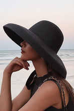 Load image into Gallery viewer, Hepburn sombrero de paja de ala ancha playa sombrero para el sol mujer
