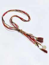 Load image into Gallery viewer, Metal Rice Pearl Necklace Sweater Chain Necklace with Tassels
