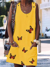 Load image into Gallery viewer, Sleeveless dress with butterfly print for women
