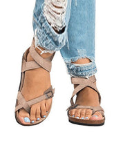 Load image into Gallery viewer, Comfortable flat leather sandals for women
