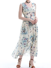 Load image into Gallery viewer, Sleeveless Butterfly Print Sleeveless Chiffon Dress
