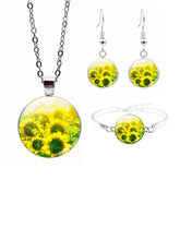 Load image into Gallery viewer, Sunflower Time Gem Colar Brinco Brinco Pulseira Conjunto de Joias

