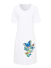 Load image into Gallery viewer, Solid Color Round Neck Butterfly Print Four Color Dress
