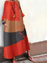 Load image into Gallery viewer, Loose cotton and linen dress with short sleeves for women
