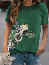 Load image into Gallery viewer, T-shirt feminina de manga curta com estampa de cabeça de touro vintage vintage
