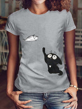Load image into Gallery viewer, Camisa de manga corta con cuello redondo y estampado animal pequeño
