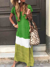 Load image into Gallery viewer, Vestido de algodão e linho estampado com decote em V
