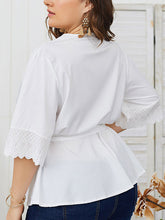Load image into Gallery viewer, Plus Size Lace Panel Surplice Blouse
