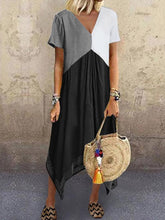 Load image into Gallery viewer, Vestido feminino com decote em V contrastante
