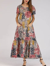 Load image into Gallery viewer, Loose vintage ethnic cotton dress for women
