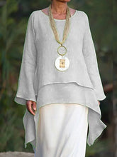 Load image into Gallery viewer, Irregular Hem Double Layer Cotton and Linen Shirt for Women
