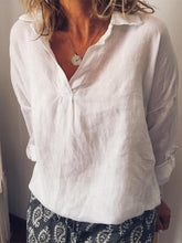 Load image into Gallery viewer, Camisa lisa de lino y algodón para mujer
