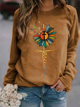 Load image into Gallery viewer, Jesus Sunflower Cross Color Print Women's Sweatshirt
