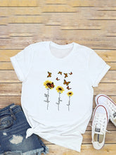 Load image into Gallery viewer, Faith Hope Love camiseta con estampado de mariposas
