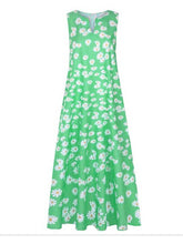 Load image into Gallery viewer, Vestido maxi sem mangas com decote em V e vestido maxi estampado daisy

