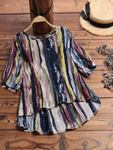 Load image into Gallery viewer, Camisa con estampado informal irregular para mujer de talla grande
