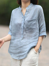 Load image into Gallery viewer, Women's Casual Cotton Collar and Linen Shirt
