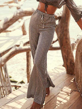 Load image into Gallery viewer, Calça feminina casual de algodão e linho com perna larga
