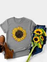 Load image into Gallery viewer, Women's Sunflower Print Short Sleeve T-Shirt
