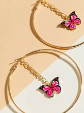 Load image into Gallery viewer, 1 Pair of Butterfly Hoop Earrings
