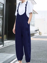Load image into Gallery viewer, Plain cotton and linen casual jumpsuit
