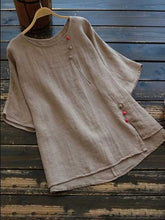 Load image into Gallery viewer, Cotton Linen Sweater Wide Round Neck Loose Blouse
