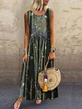 Load image into Gallery viewer, Vestido feminino bordado com estampa boêmia sem mangas
