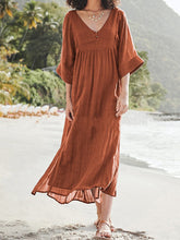 Load image into Gallery viewer, Vestido feminino largo de algodão e linho
