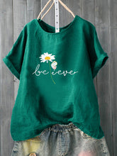 Load image into Gallery viewer, Daisy Print Casual T-Shirt para Mulheres
