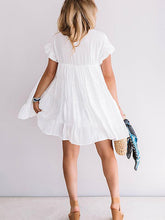 Load image into Gallery viewer, Vestido feminino de linho com babados de algodão
