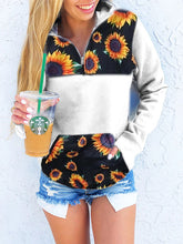 Load image into Gallery viewer, Sunflower Print Panel Zip Hoodie
