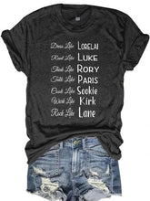 Load image into Gallery viewer, Vestido de mujer como Lorelai, Rant Luke, Think Like Rory, Jake Like Paris, Eook Like Sookie, Waike Like Kirk, camiseta com letras Pack Like Lane
