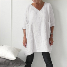 Load image into Gallery viewer, Women's Cotton Short Sleeve Loose Midi Dress
