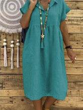Load image into Gallery viewer, Vestido de renda de algodão cor sólida plus size

