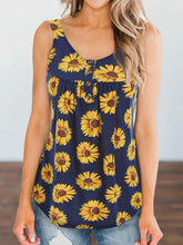 Load image into Gallery viewer, Camiseta de tirantes casual sin mangas con estampado de girasol
