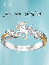 Load image into Gallery viewer, Anel de diamante animal de desenho animado de dois tons
