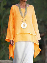 Load image into Gallery viewer, Irregular Hem Double Layer Cotton and Linen Shirt for Women
