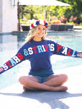 Load image into Gallery viewer, T-shirt engraçado com estampa da bandeira americana do Stars &amp; Stripes
